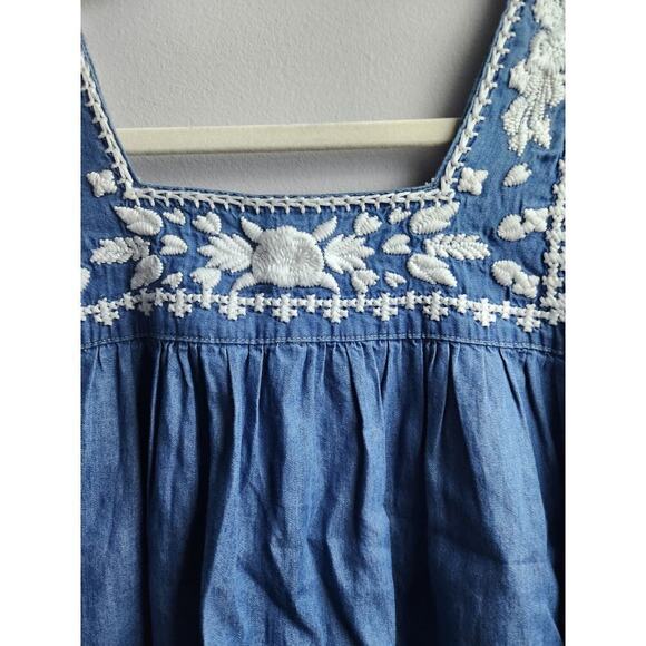 Lovers + Friends Revolve Dream Catcher Top Blue Lagoon Sz L chambray boho beach - Picture 4 of 9